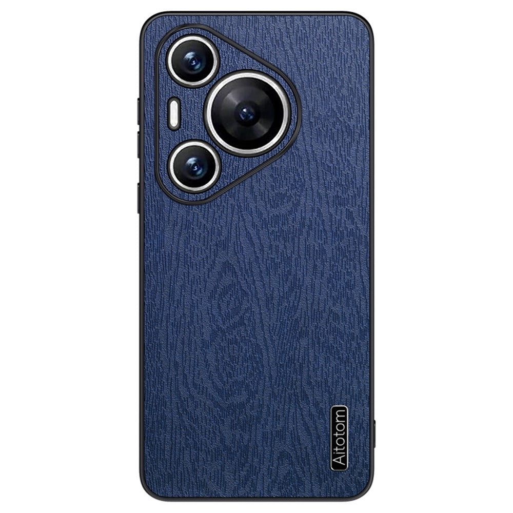 Huawei Pura 70 Pro / Pura 70 Pro+ Reptåligt fodral i trästruktur PU-läder+PC+TPU mobilskal