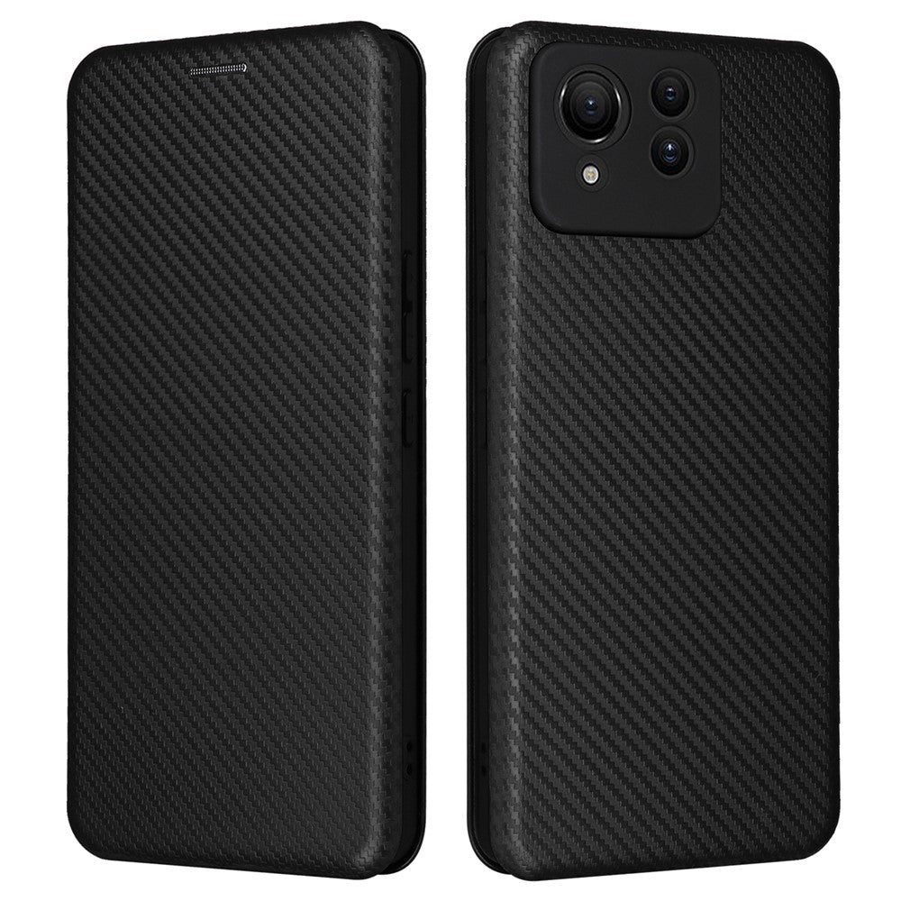 Til Asus Zenfone 11 Ultra 5G Læder Cover Kulfiber Tekstur Stand Magnetisk Telefon Cover