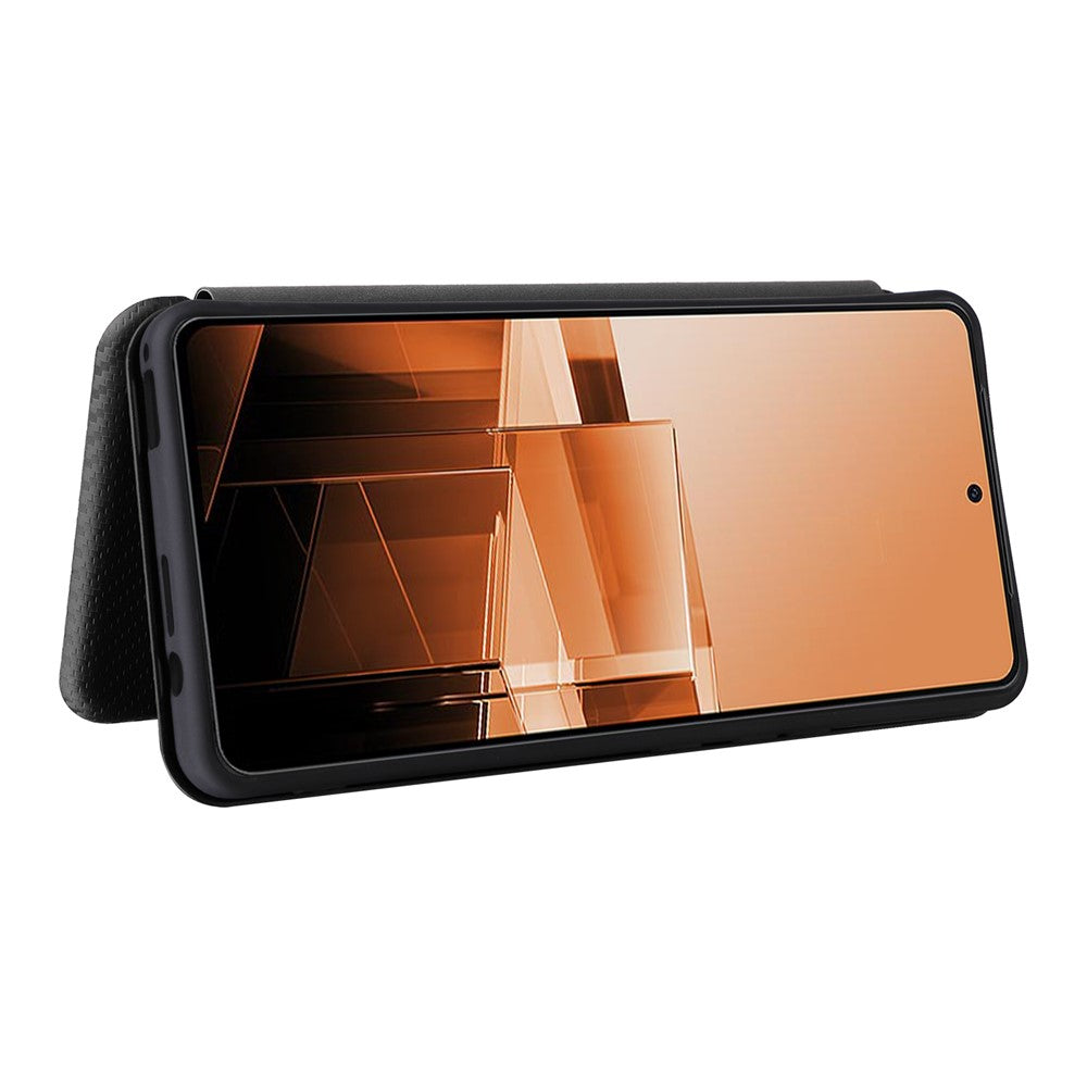 Til Asus Zenfone 11 Ultra 5G Læder Cover Kulfiber Tekstur Stand Magnetisk Telefon Cover