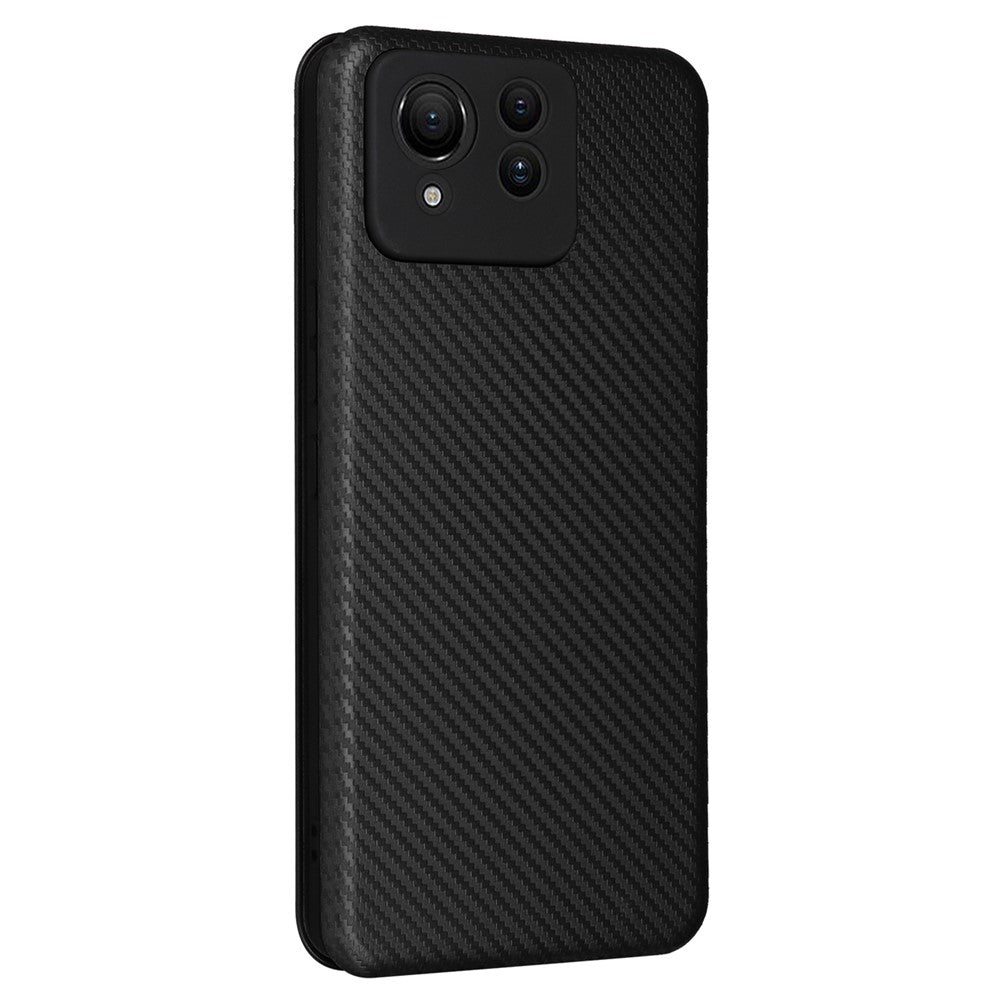 Til Asus Zenfone 11 Ultra 5G Læder Cover Kulfiber Tekstur Stand Magnetisk Telefon Cover