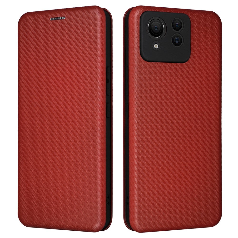 Til Asus Zenfone 11 Ultra 5G Læder Cover Kulfiber Tekstur Stand Magnetisk Telefon Cover