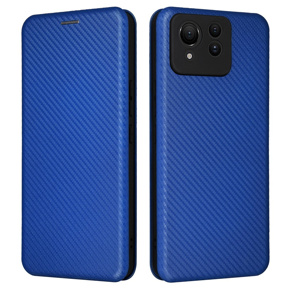 Til Asus Zenfone 11 Ultra 5G Læder Cover Kulfiber Tekstur Stand Magnetisk Telefon Cover