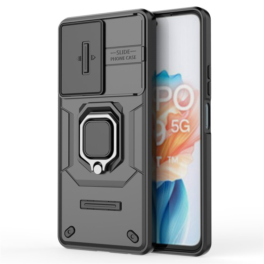 For Oppo A79 5G / A2 5G Case Camera Protection PC+TPU Phone Cover with Ring Kickstand