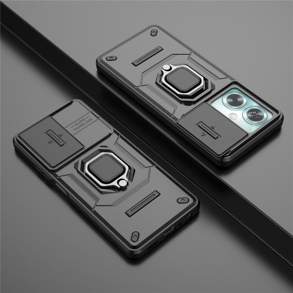 For Oppo A79 5G / A2 5G Case Camera Protection PC+TPU Phone Cover with Ring Kickstand
