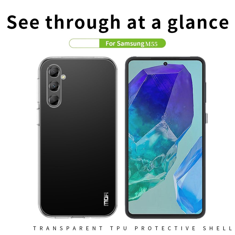 MOFI til Samsung Galaxy M55 5G / C55 5G / F55 5G etui ridsefast blødt TPU telefoncover med høj gennemsigtighed