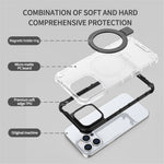 For iPhone 12 / 12 Pro PC+TPU Magnetic Case Stripe Design Phone Cover with Kickstand