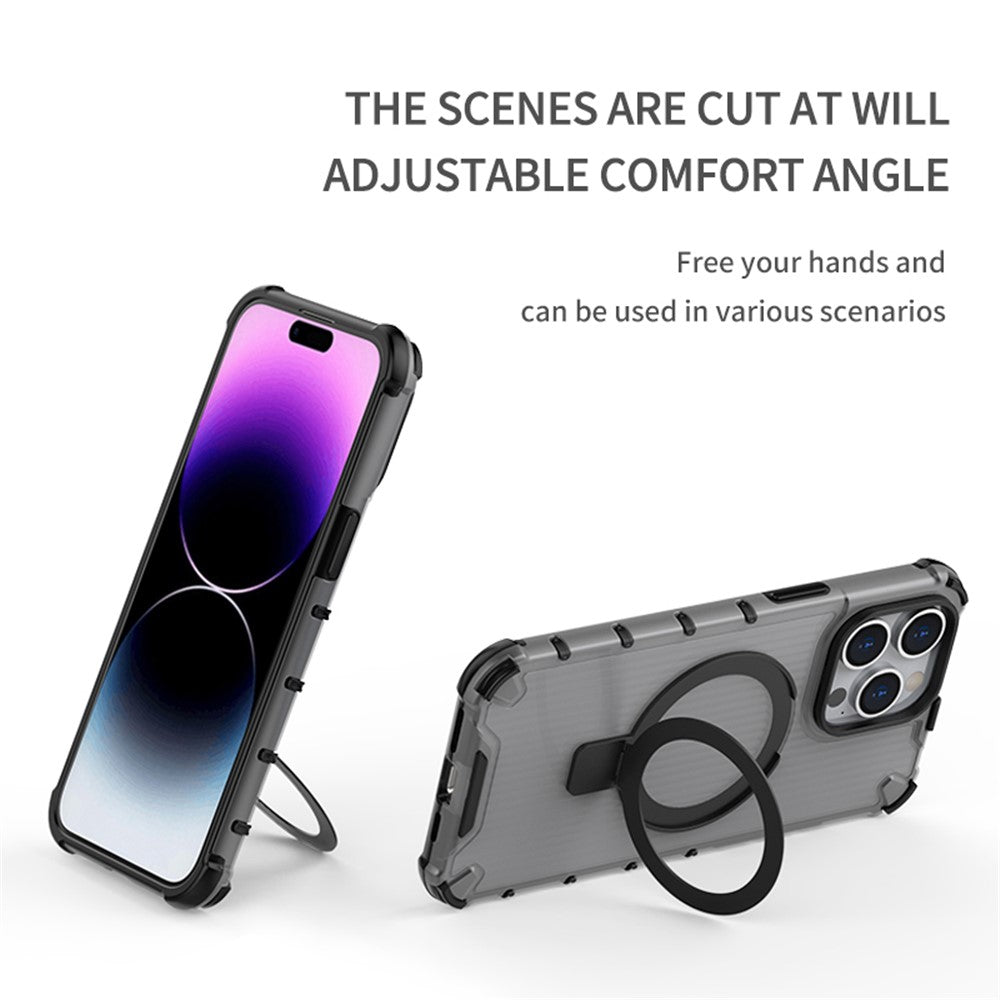 For iPhone 12 / 12 Pro PC+TPU Magnetic Case Stripe Design Phone Cover with Kickstand