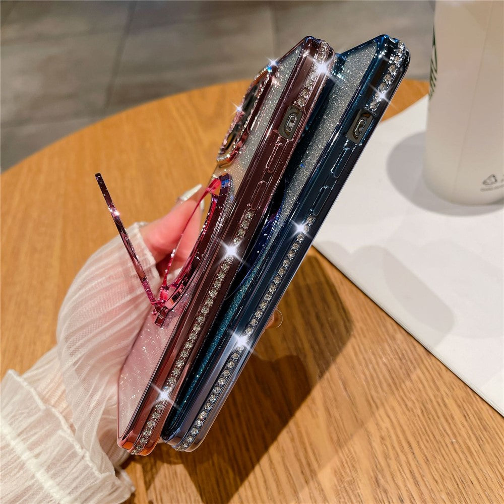 For iPhone 12 Pro Phone Supplies Magnetic TPU Phone Case PC Kickstand Shell with Acrylic Mirror