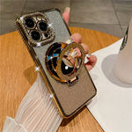For iPhone 12 Pro Phone Supplies Magnetic TPU Phone Case PC Kickstand Shell with Acrylic Mirror