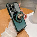 For iPhone 12 Pro Phone Supplies Magnetic TPU Phone Case PC Kickstand Shell with Acrylic Mirror
