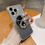For iPhone 12 Pro Phone Supplies Magnetic TPU Phone Case PC Kickstand Shell with Acrylic Mirror