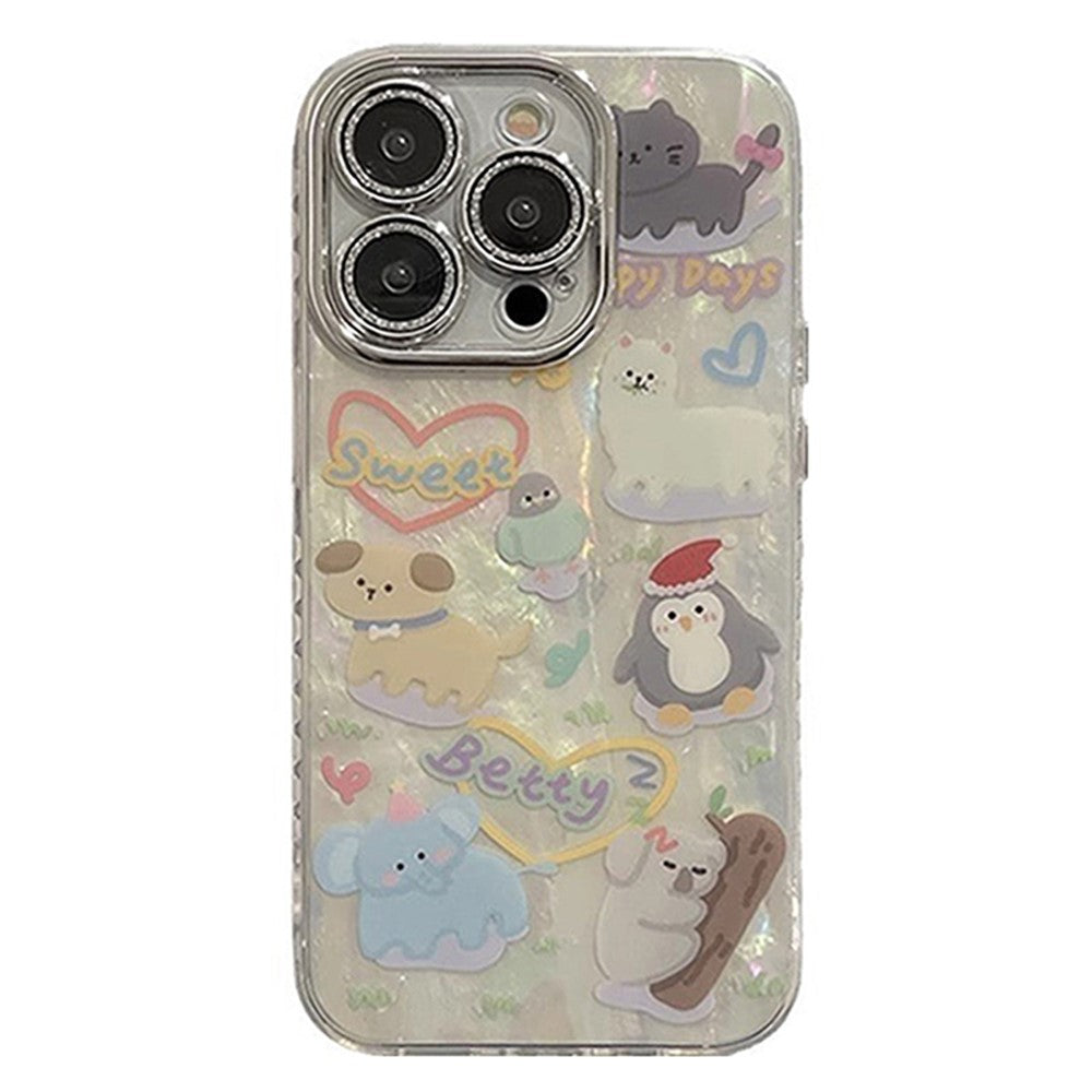 For iPhone 12 Pro Case PC+TPU Phone Cover with Cartoon Pattern Design+Shell Texture