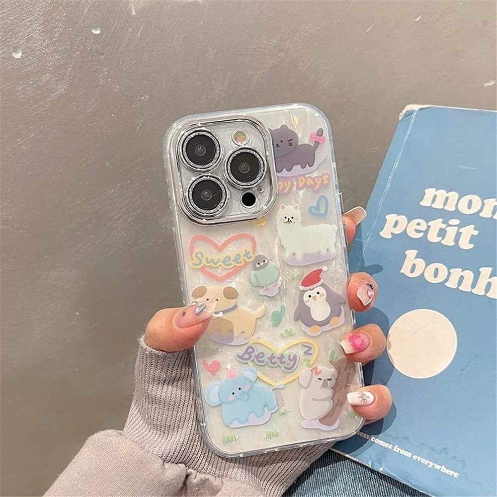 For iPhone 12 Pro Case PC+TPU Phone Cover with Cartoon Pattern Design+Shell Texture
