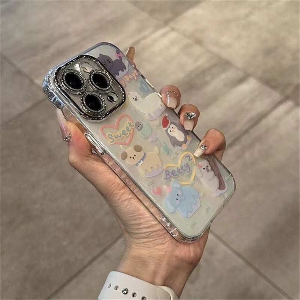 For iPhone 12 Pro Case PC+TPU Phone Cover with Cartoon Pattern Design+Shell Texture