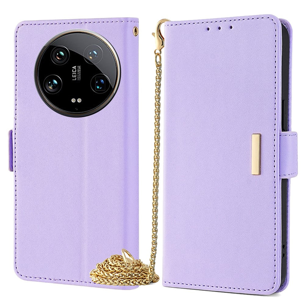 For Xiaomi 14 Ultra Case RFID Blocking PU Leather Wallet Flip Phone Cover with Shoulder Strap