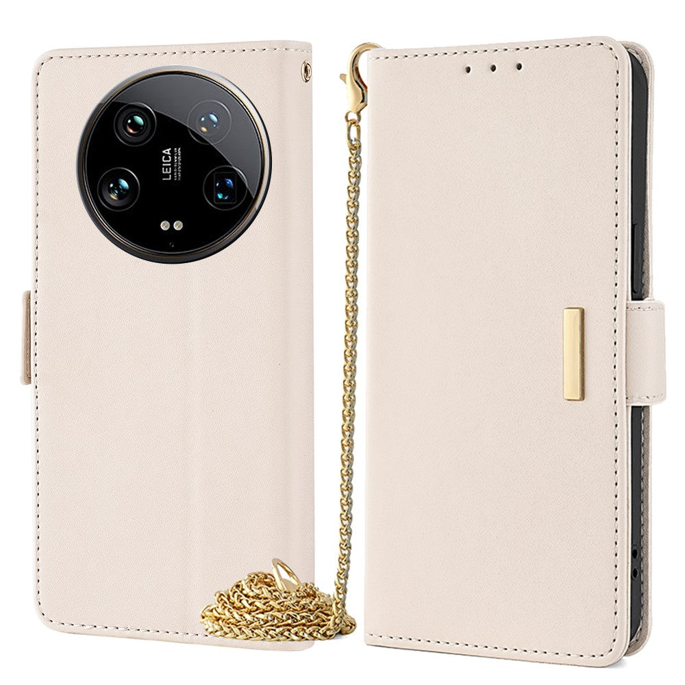 For Xiaomi 14 Ultra Case RFID Blocking PU Leather Wallet Flip Phone Cover with Shoulder Strap