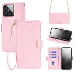 For Xiaomi 14 Pro Case with Golden Chain Shoulder Strap RFID Blocking Leather Phone Cover