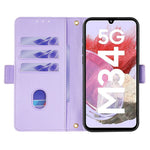 For Samsung Galaxy M34 5G / F34 5G Wallet Case RFID Blocking Leather Phone Cover with 2 Straps