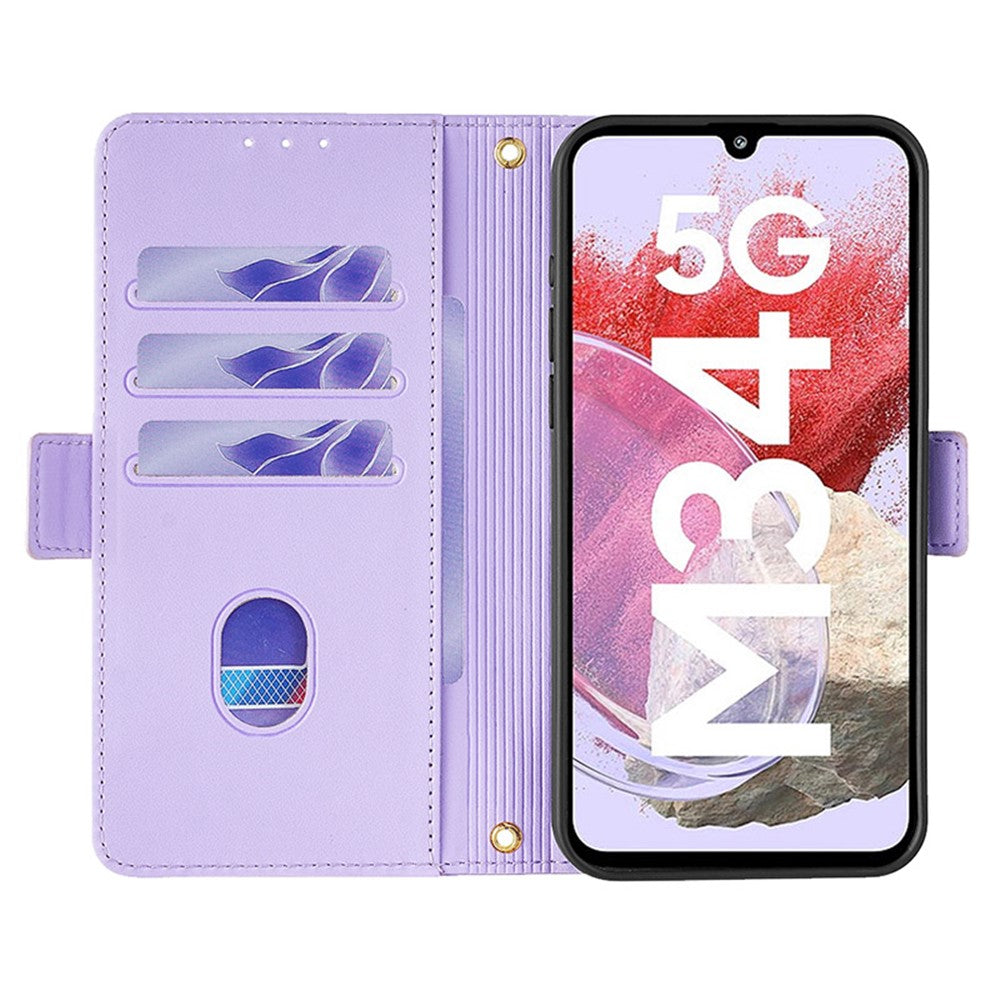 For Samsung Galaxy M34 5G / F34 5G Wallet Case RFID Blocking Leather Phone Cover with 2 Straps