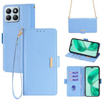 For Honor X8b 4G Leather Case with Shoulder Strap RFID Blocking Wallet Stand Cover