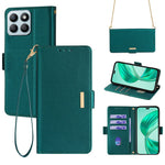 For Honor X8b 4G Leather Case with Shoulder Strap RFID Blocking Wallet Stand Cover