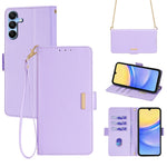 Samsung Galaxy A15 4G / 5G Axelremsskal Plånboksfodral RFID-blockerande stativ PU-lädermobilfodral