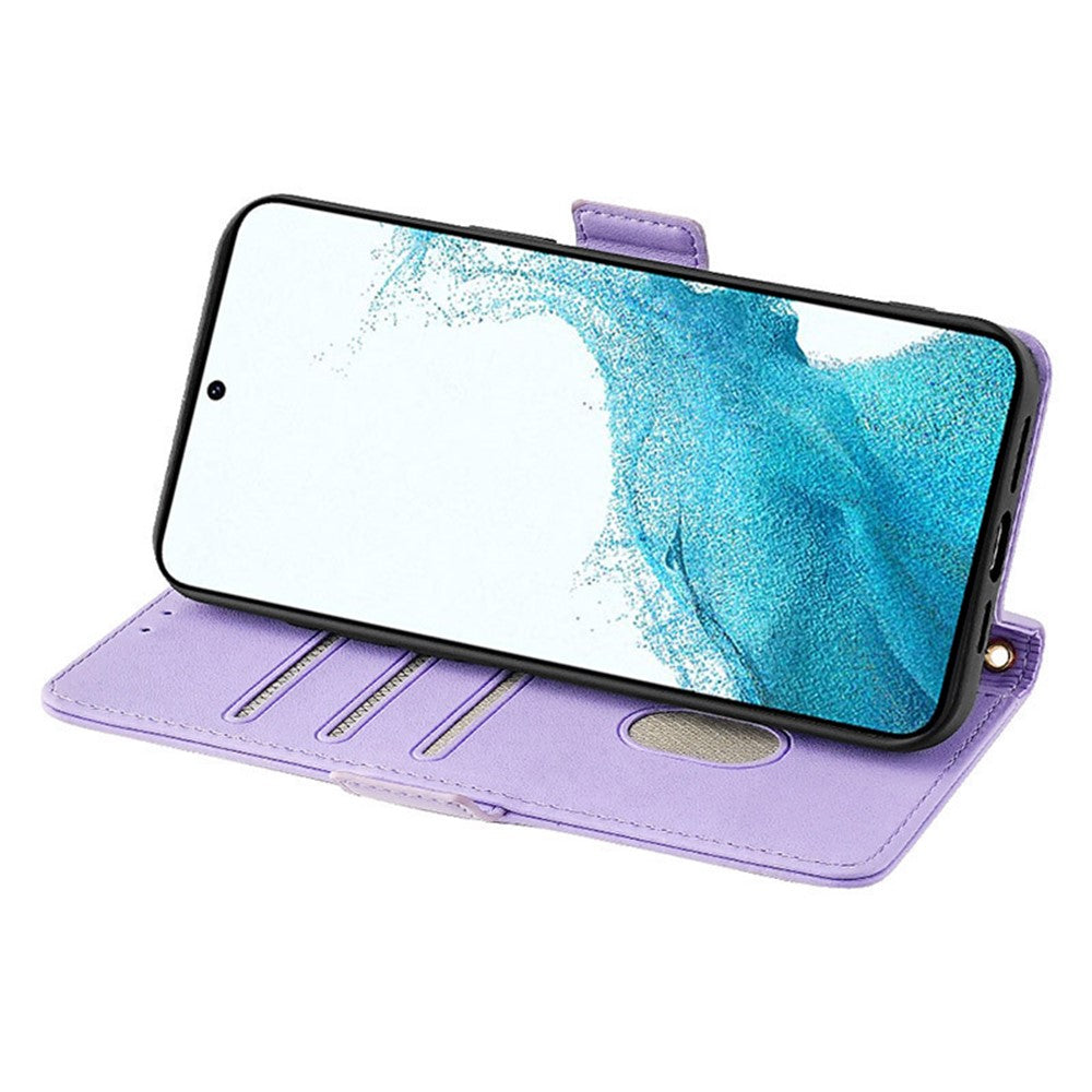 Samsung Galaxy A15 4G / 5G Axelremsskal Plånboksfodral RFID-blockerande stativ PU-lädermobilfodral