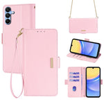 Samsung Galaxy A15 4G / 5G Axelremsskal Plånboksfodral RFID-blockerande stativ PU-lädermobilfodral