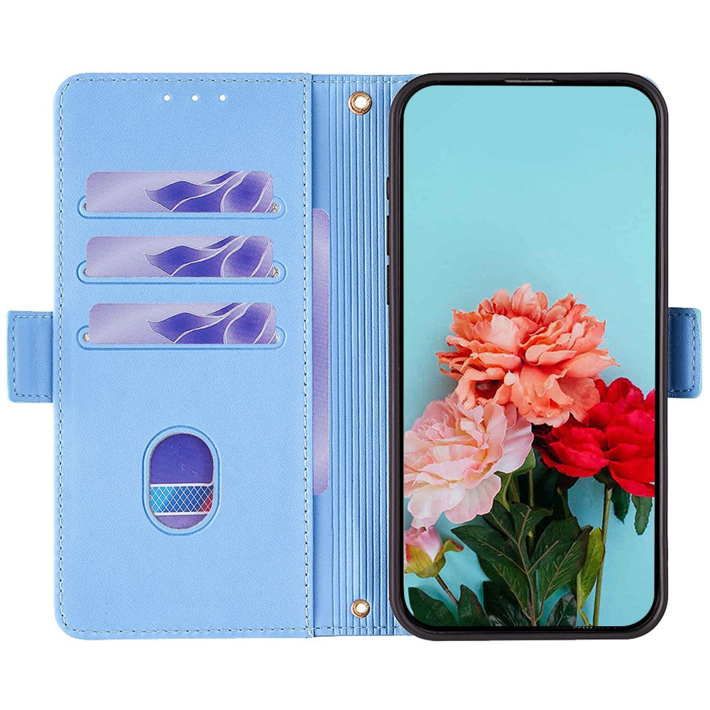 Läderfodral för Huawei P60 / P60 Pro med axelrem, plånboksfodral, fällbart mobilfodral