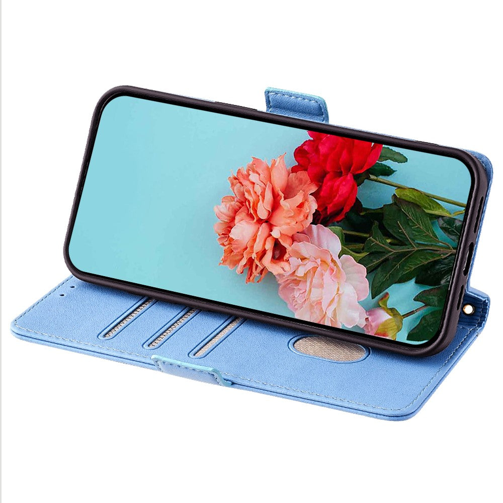 Läderfodral för Huawei P60 / P60 Pro med axelrem, plånboksfodral, fällbart mobilfodral