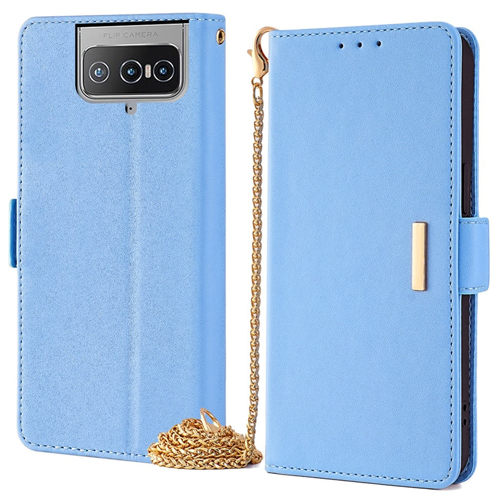 For Asus Zenfone 8 Flip ZS672KS Case RFID Blocking Wallet Phone Leather Cover with 2 Straps