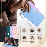 For Asus Zenfone 8 Flip ZS672KS Case RFID Blocking Wallet Phone Leather Cover with 2 Straps