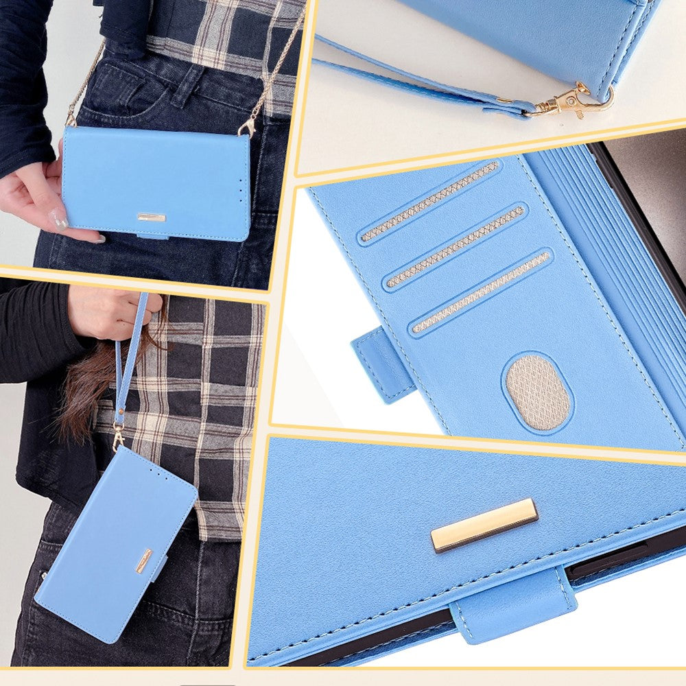 For Asus Zenfone 8 Flip ZS672KS Case RFID Blocking Wallet Phone Leather Cover with 2 Straps
