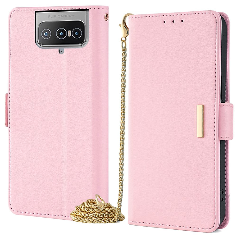 For Asus Zenfone 8 Flip ZS672KS Case RFID Blocking Wallet Phone Leather Cover with 2 Straps