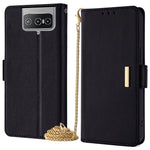 For Asus Zenfone 8 Flip ZS672KS Case RFID Blocking Wallet Phone Leather Cover with 2 Straps