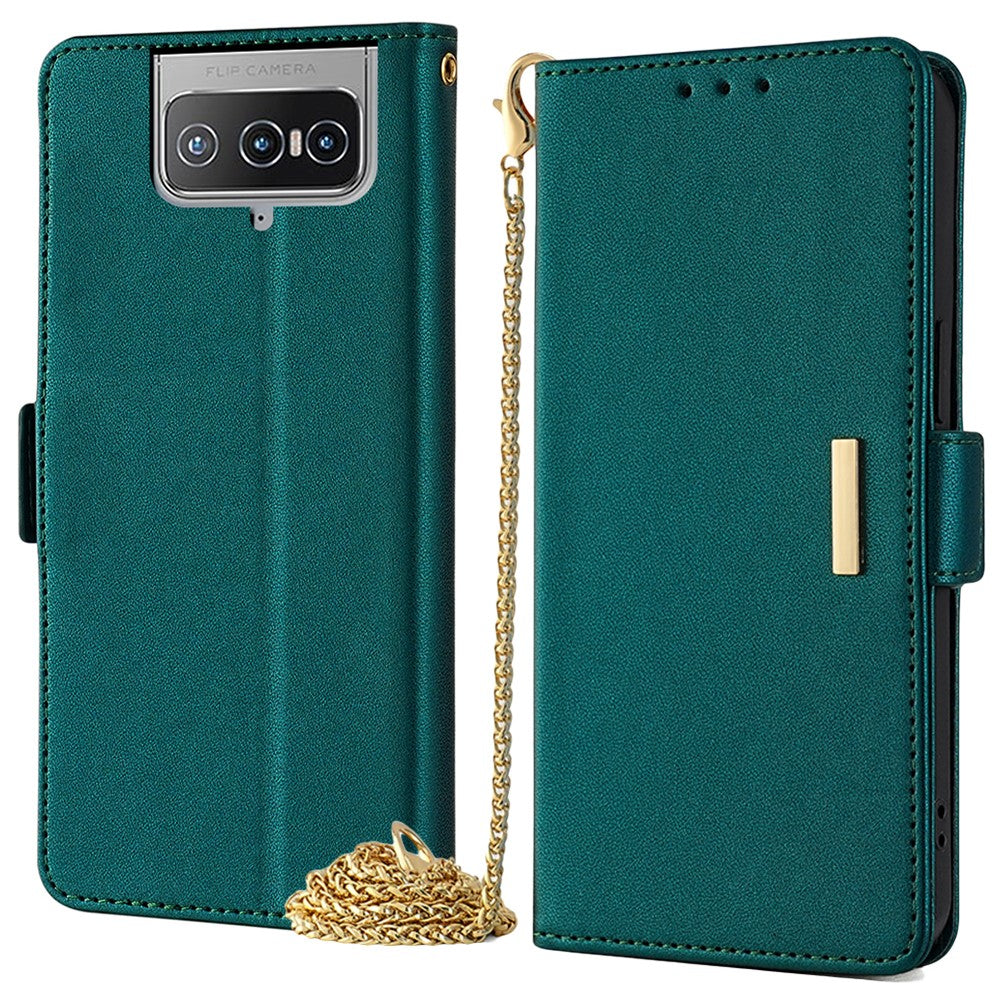 For Asus Zenfone 8 Flip ZS672KS Case RFID Blocking Wallet Phone Leather Cover with 2 Straps