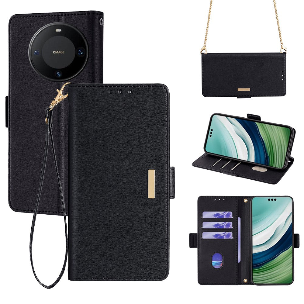 For Huawei Mate 60 Pro / Mate 60 Pro+ Case with Shoulder Strap RFID Blocking Leather Phone Cover