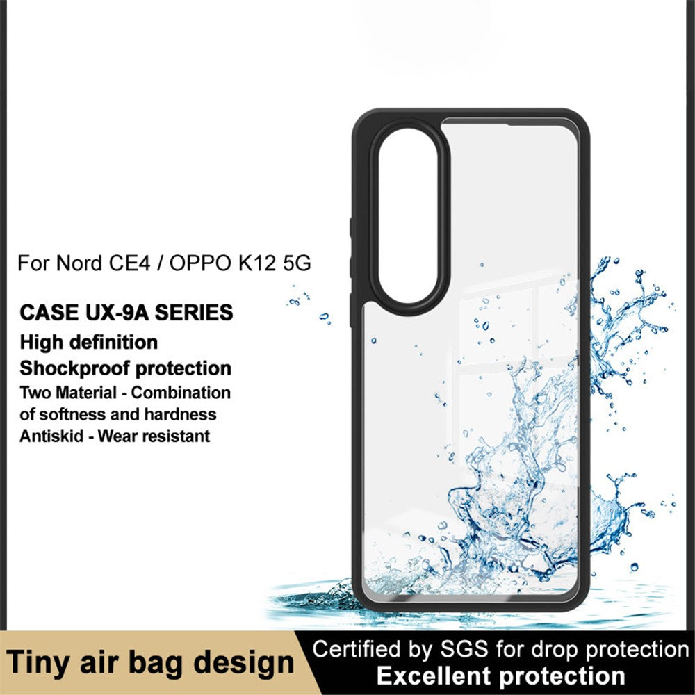 IMAK UX-9A-serien til OnePlus Nord CE4 5G / Oppo K12 gennemsigtigt TPU+PC-cover med støvbeskyttelse