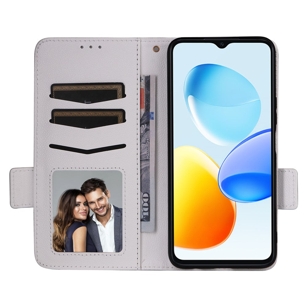 For Honor Play 50 / Play 50m Case with Wrist Strap Litchi Texture PU Leather Wallet Phone Cover