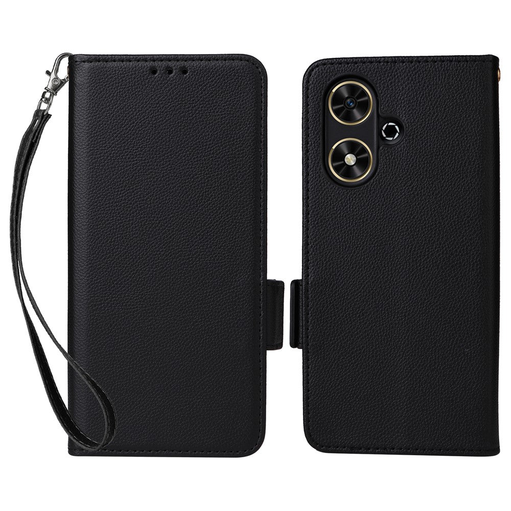 For Honor Play 50 / Play 50m Case with Wrist Strap Litchi Texture PU Leather Wallet Phone Cover