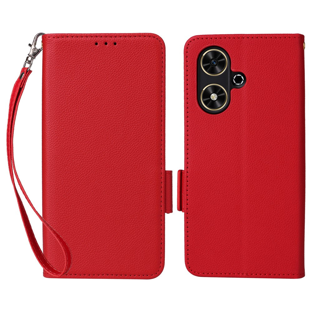 For Honor Play 50 / Play 50m Case with Wrist Strap Litchi Texture PU Leather Wallet Phone Cover