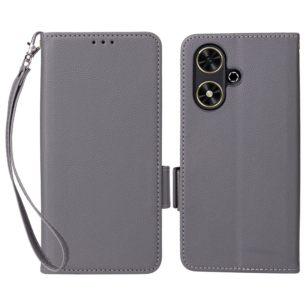 For Honor Play 50 / Play 50m Case with Wrist Strap Litchi Texture PU Leather Wallet Phone Cover