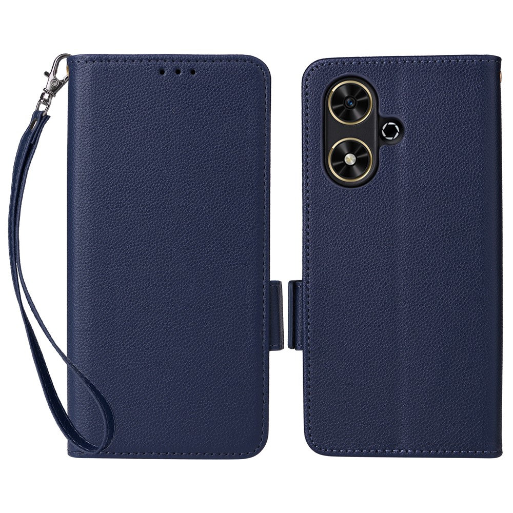 For Honor Play 50 / Play 50m Case with Wrist Strap Litchi Texture PU Leather Wallet Phone Cover