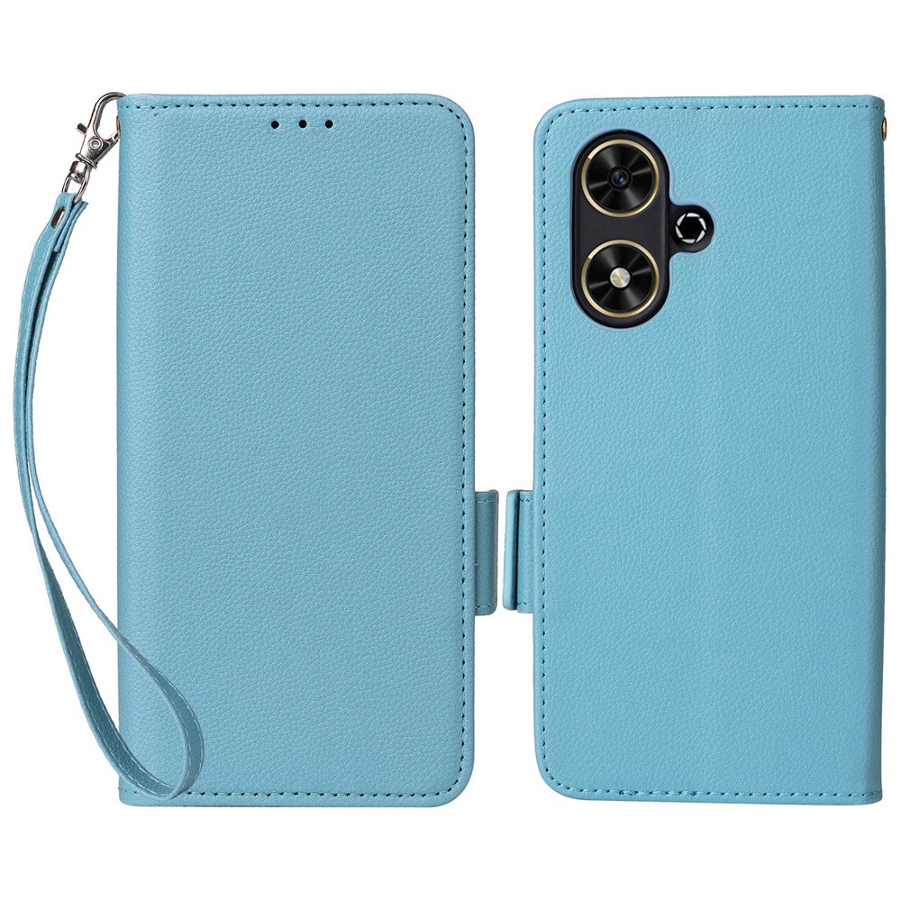 For Honor Play 50 / Play 50m Case with Wrist Strap Litchi Texture PU Leather Wallet Phone Cover