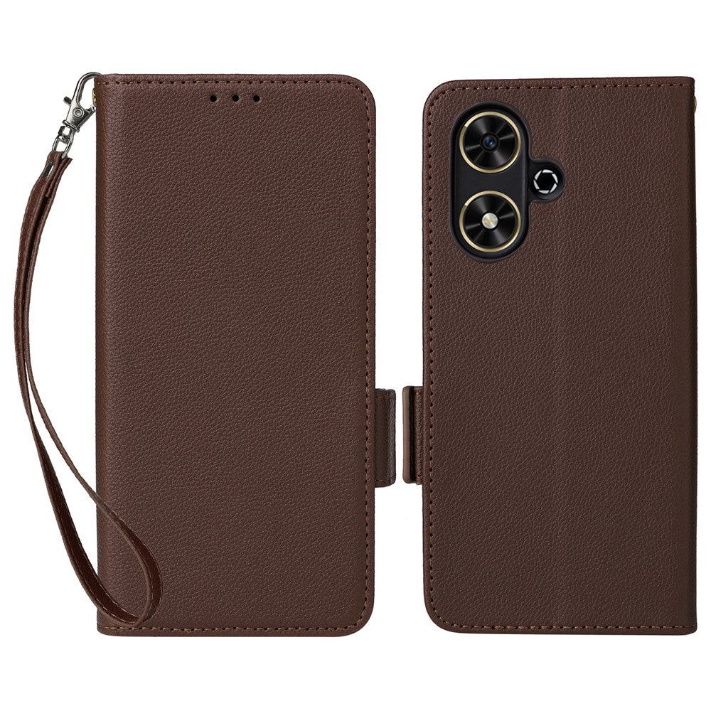 For Honor Play 50 / Play 50m Case with Wrist Strap Litchi Texture PU Leather Wallet Phone Cover