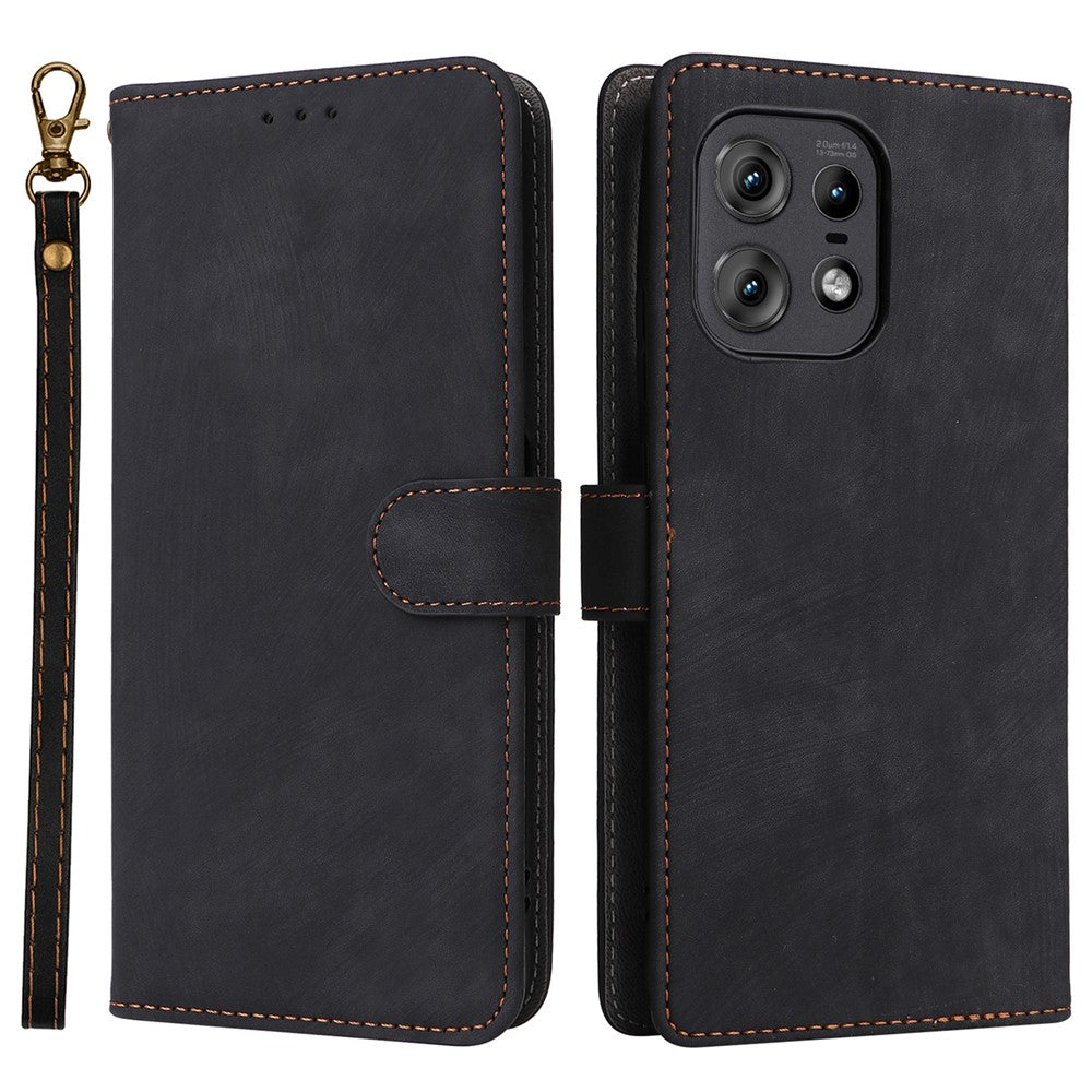 For Motorola Edge 50s Pro 5G / Edge 50 Pro 5G / Edge 50 5G Case RFID Blocking Leather Flip Magnetic Protect Phone Cover with Wrist Strap