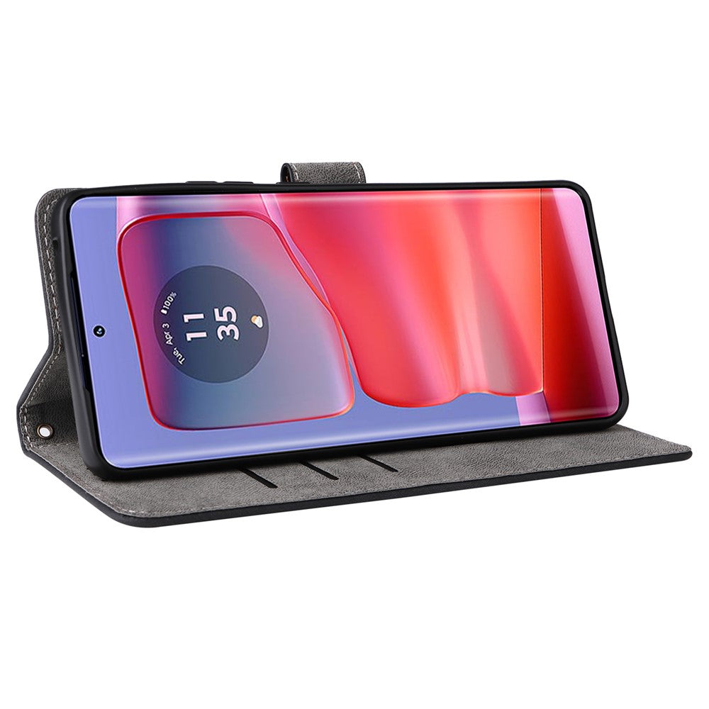 For Motorola Edge 50s Pro 5G / Edge 50 Pro 5G / Edge 50 5G Case RFID Blocking Leather Flip Magnetic Protect Phone Cover with Wrist Strap