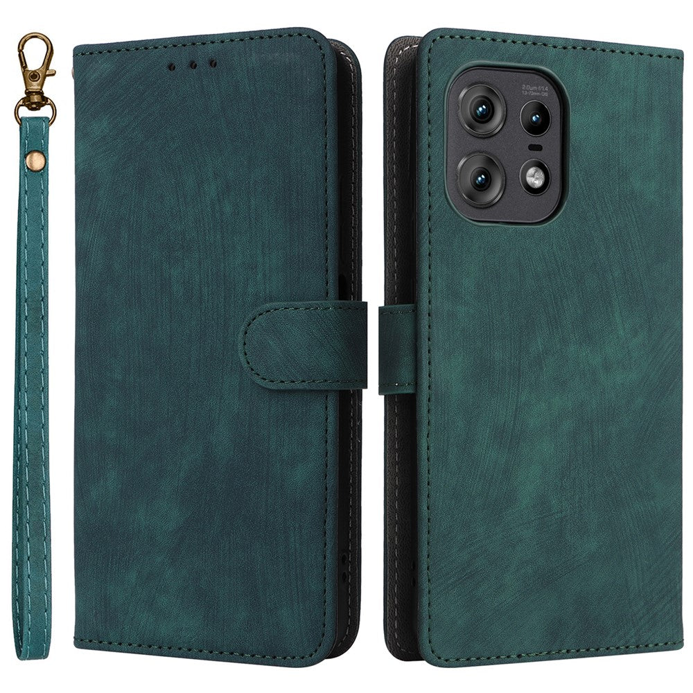 For Motorola Edge 50s Pro 5G / Edge 50 Pro 5G / Edge 50 5G Case RFID Blocking Leather Flip Magnetic Protect Phone Cover with Wrist Strap