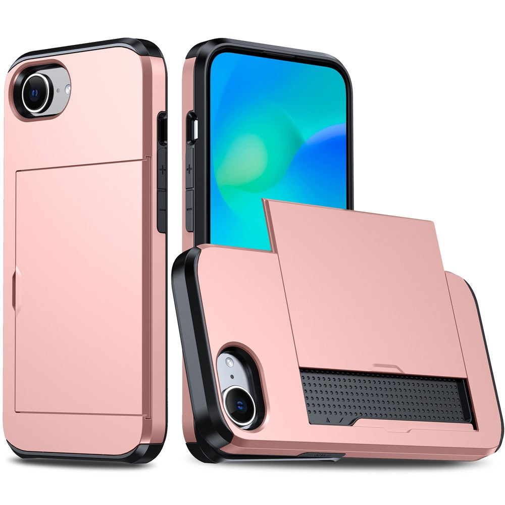 iPhone 17e/16e-skal TPU + PC Dual Layer Armor-mobilskal med glidande kortfack