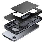 For iPhone 17e / 16e Case TPU + PC Dual Layer Armor Phone Cover with Sliding Card Slot